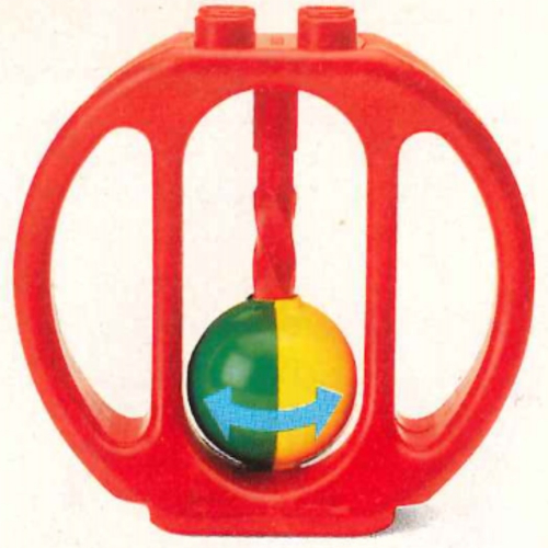 Lego Duplo Rattle Oval with Yellow and Green Ball Wheel / Red