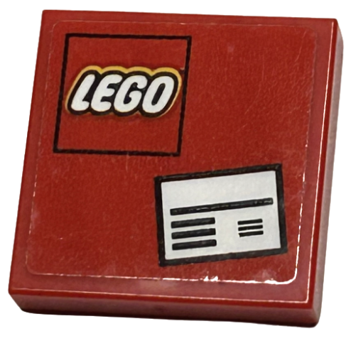 Lego Tile 2 x 2 with LEGO Logo and White Packing Label Pattern (Sticker) - Set 60101 / Red