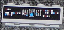 Lego Brick 1 x 4 with Control Panel on Black Background Pattern (Sticker) - Set 7964 / Light Bluish Gray