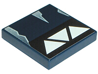 Lego Tile 2 x 2 with White Triangles on Black Stripe and Wear Marks Pattern Model Left Side (Sticker) - Sets 7256 / 7283