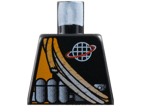 Lego Torso Alpha Team Logo, Orange Stripe, Shoulder Ropes Pattern