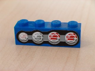 Lego Brick 1 x 4 with Four Truck Taillights Right Pattern (Sticker) - Set 8462 / Blue