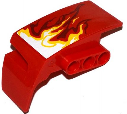 Lego Technic, Panel Car Mudguard Right with White, Yellow and Dark Red Flames Pattern (Sticker) - Set 70727