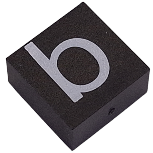 Lego Modulex Tile 2 x 2 with White 'b' Print, without Internal Supports / Modulex Tile Gray