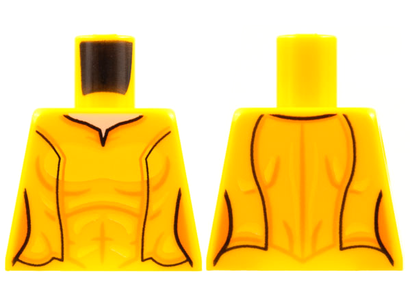 Lego Torso Female, Light Nougat Neck, Black Stripes, Orange Contour Lines Pattern / Bright Light Orange