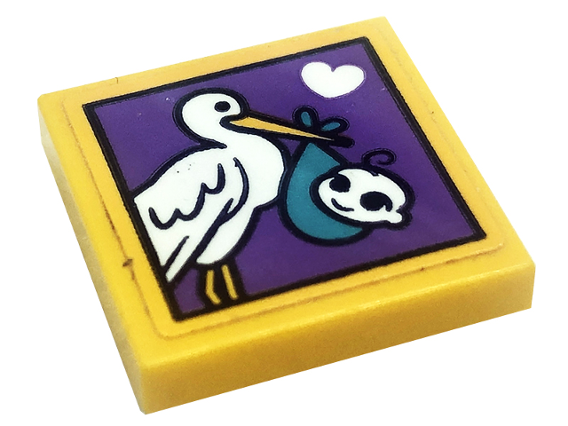 Lego Tile 2 x 2 with Stork Pattern (Sticker) - Set 41318