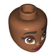 Lego Minidoll Head, Thick Black Eyebrows, Dark Red Eyeshadow, Brown Eyes, Dark Red Lips / Sienna Brown