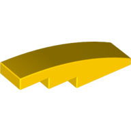 Lego Brick Curved 4 x 1 No Studs [Stud Holder with Symmetric Ridges] / Yellow