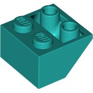 Lego Brick Sloped Inverted 45° 2 x 2 [Round Hollow Bottom Pin, Bar-sized Stud Holes] / Dark Turquoise