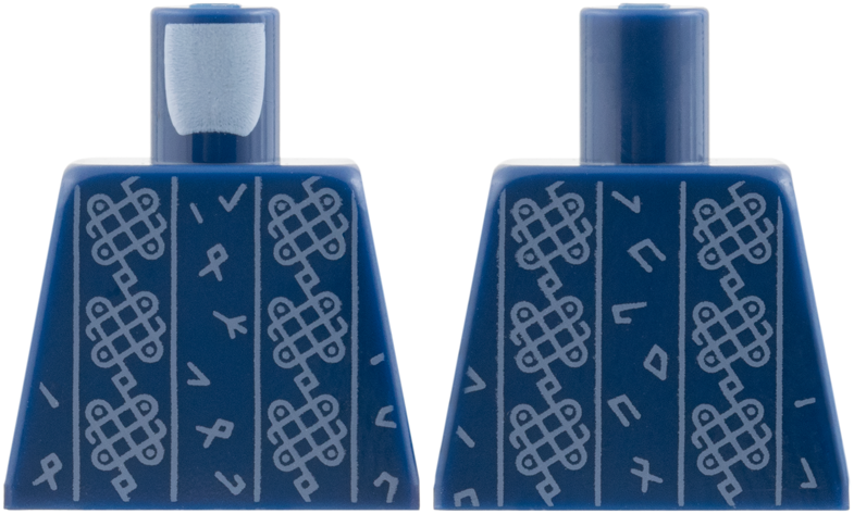 Lego Torso Torso Robe with Sand Blue Runes and Grids Pattern / Dark Blue