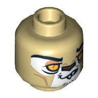 Lego Minifig Head Leonidas, Lion with Orange Eyes, Brown Nose, Crooked Smile / Open Mouth Print / Tan