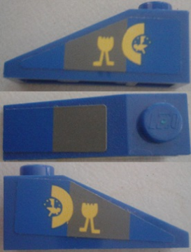 Lego Slope 33 3 x 1 with Blue and Gray Panels on Top and Sides and Yellow Markings on Sides Pattern (Stickers) - Set 7962