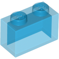 Lego Brick 1 x 2 without Bottom Tube / Trans-Dark Blue