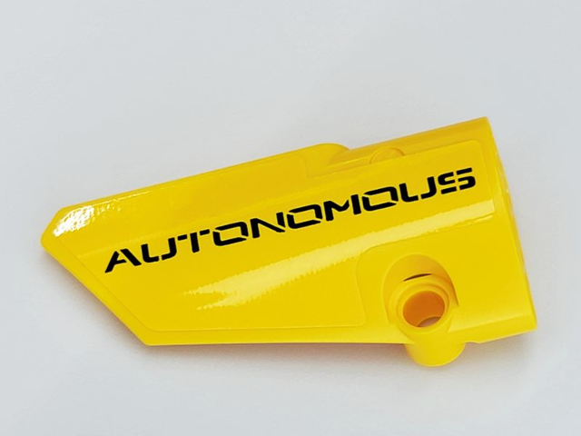 Lego Technic, Panel Fairing # 3 Small Smooth Long, Side A with Black 'AUTONOMOUS' Pattern (Sticker) - Set 42081
