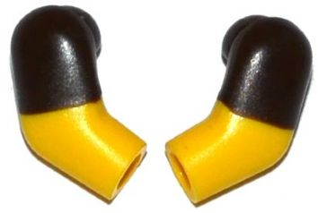 Lego Arm, (Matching Left and Right) Pair with Molded Dark Brown Short Sleeves  Pattern / Yellow