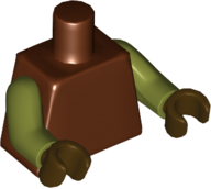 Lego Torso Plain / Olive Green Arms / Dark Brown Hands