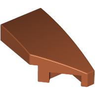 Lego Brick Wedged, Curved 2 x 1 with Stud Notch Right / Dark Orange
