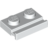 Lego Plate Special 1 x 2 with Door Rail / White