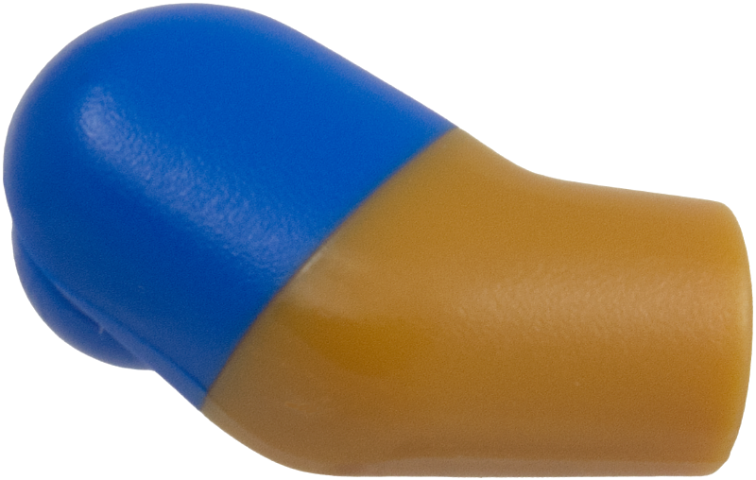 Lego Arm, Right with Molded Blue Short Sleeve  Pattern / Medium Nougat