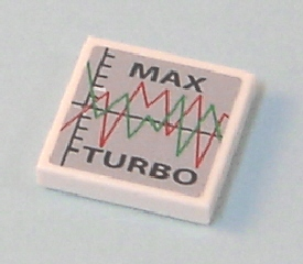 Lego Tile 2 x 2 with Graph and 'MAX TURBO' Pattern (Sticker) - Set 7642