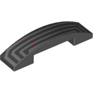 Lego Brick Curved 4 x 1 Double, No Studs with 3 Silver Lines, Red Cracks