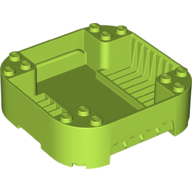 Lego Pod, Square Rounded Corners, Back, 8 x 8 x 2, Corner Studs, and Recessed Slots / Lime