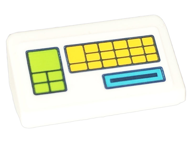 Lego Slope 30 1 x 2 x 2/3 with Lime and Yellow Buttons, Dark Blue and Medium Azure Slot Pattern (Sticker) - Set 41703