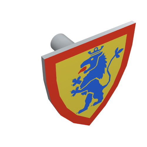 Lego Shield Triangular with Blue Lion, and Yellow Background Print / Light Bluish Gray