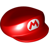 Lego Nintendo Figure, Hat, Large, with Mario Logo Print / Red