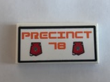 Lego Tile 2 x 4 with Space Police 3 Badges and Orange 'PRECINCT 78' in Black Border Pattern (Sticker) - Set 5985