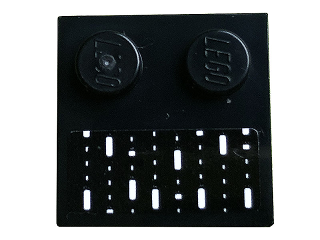 Lego Tile, Modified 2 x 2 with Studs on Edge with White Stripes and Dots Pattern (Sticker) - Set 10291