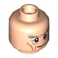 Lego Minifig Head Gandalf / Ant-Man (Hank Pym), Thick Gray Eyebrows, Smile / Angry Print / Light Nougat