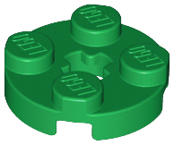 Lego Plate, Round 2 x 2 with Axle Hole / Green
