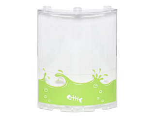 Lego Cylinder Quarter 4 x 4 x 6 with Lime Liquid with Splashes and Bubbles and Fish Skeleton Facing Left Pattern (Sticker) - Set 76035