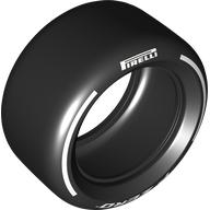 Lego Tyre 81.6 x 44 Slick with White 'PIRELLI', 'P ZERO' print / Black