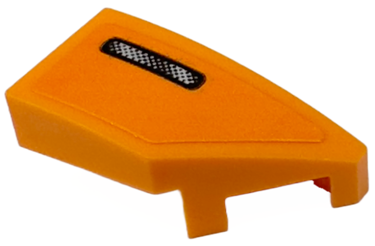 Lego Wedge 2 x 1 x 2/3 Right with Black and Silver Air Vent Grille Pattern (Sticker) - Set 76918 / Orange