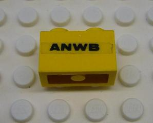 Lego Brick 1 x 2 with 'ANWB' Pattern on Both Sides (Stickers) - Set 1590-2 / Yellow