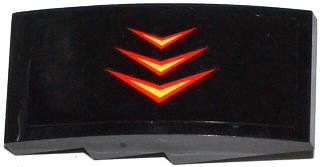 Lego Slope, Curved 4 x 2 with 3 Red and Yellow Arrows Pattern Model Left Side (Sticker) - Set 76000 / Black
