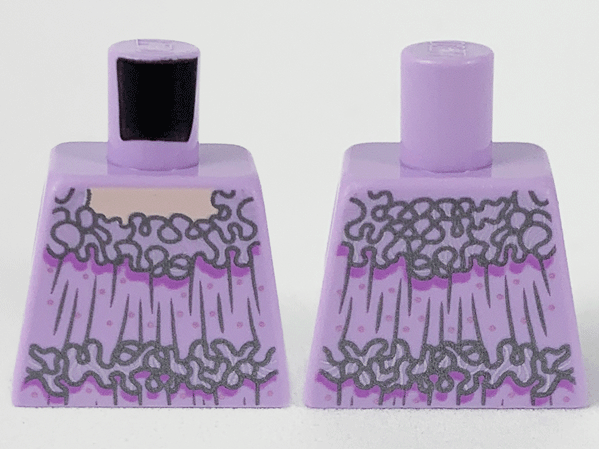 Lego Torso Smock, Silver Frills and Gathers, Medium Lavender Trim and Metallic Pink Dots Pattern / Lavender