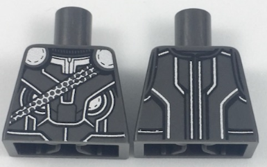 Lego Torso Armor with Silver Shoulders, Trim and Contour Lines, Thin Sash Pattern