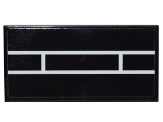 Lego Tile 2 x 4 with 2 White Horizontal Lines Connected with 2 Vertical Lines Pattern (Sticker) - Set 76042 / Black