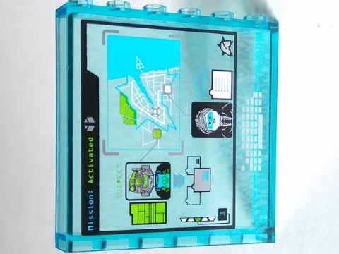 Lego Panel 1 x 6 x 5 with Map, Computer Screen, Keyboard, 'AGENT PHOENIX' and 'SUSPECT' Pattern (Sticker) - Set 70165