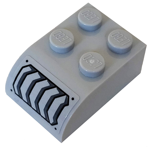 Lego Slope, Curved 3 x 2 with 4 Studs with Vents and Rivets Pattern Model Left Side (Sticker) - Set 76160 / Light Bluish Gray