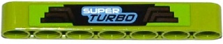 Lego Technic, Liftarm Thick 1 x 7 with Silver Stripes and 'SUPER TURBO' Pattern (Sticker) - Set 42037 / Lime