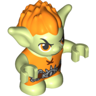 Lego Goblin - Orange Hair and Tunic - Brown Belt with Silver Chain and Hook (Barblin) Print