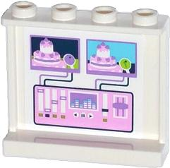 Lego Panel 1 x 4 x 3 with Side Supports - Hollow Studs with Video Mixer Console Pattern on Inside (Sticker) - Set 41056 / White