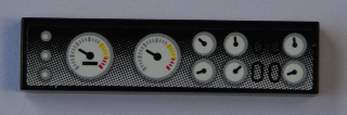 Lego Tile 1 x 4 with 8 Gauges and Buttons Pattern (Sticker) - Set 8421 / Black