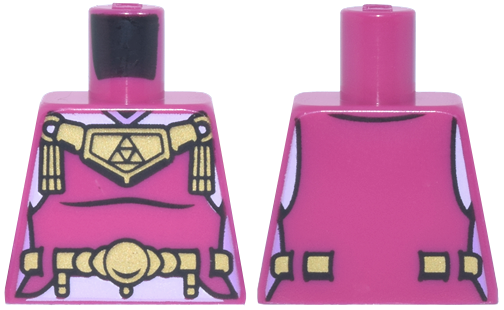 Lego Torso Female Vest with Gold Emblems, Belt and Triangle Triforce Pattern / Magenta