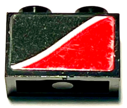 Lego Brick 1 x 2 with White Stripe on Red Background Pattern Model Left Side (Sticker) - Set 75882