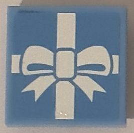 Lego Tile, Modified 2 x 2 Inverted with Gift Wrap White Bow Pattern (Sticker) - Set 41453